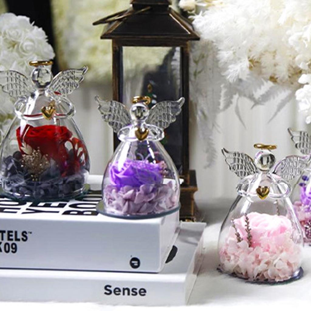Eternal flower rose angel glass cover ornament with gift box feeling Valentine's Day gift rose dried flower