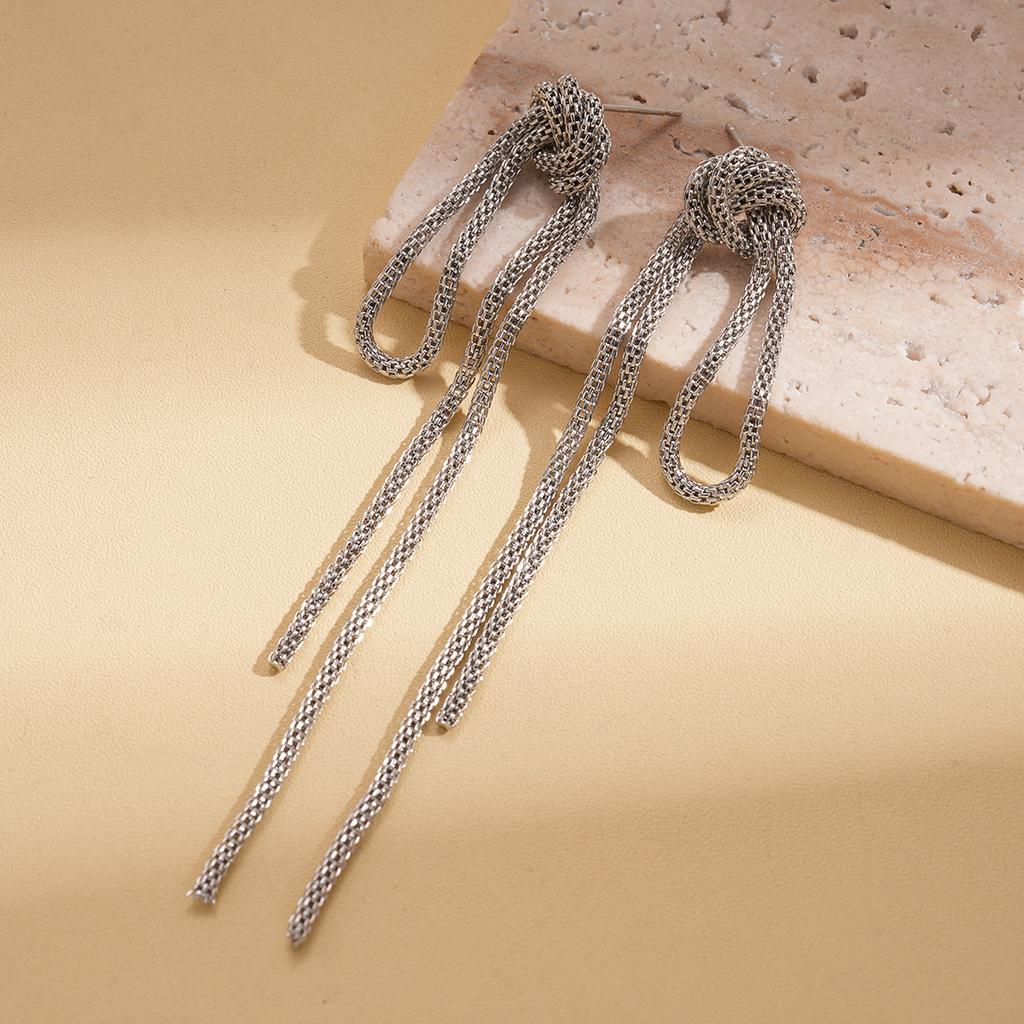 Chain knotted tassel stud earrings metal design earrings earrings