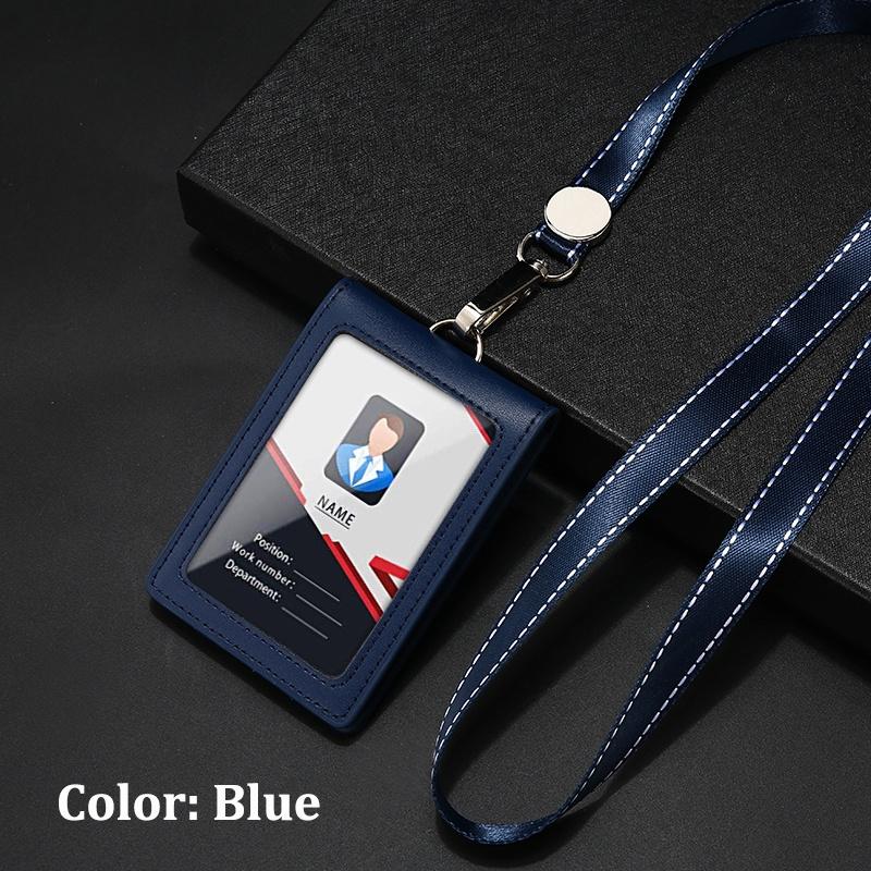Genuine Leather ID Holder Keychain Wallet Neck Lanyards with Swivel Hook for Card Business Card Badge Card Bus Card Access Card ID Card