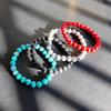 Single Natural Stone Beaded Elastic Bracelet | Turquoise/Red/White Marble Pattern Gem Wristband, Suitable for Daily Wear, Vintage and Simple Style