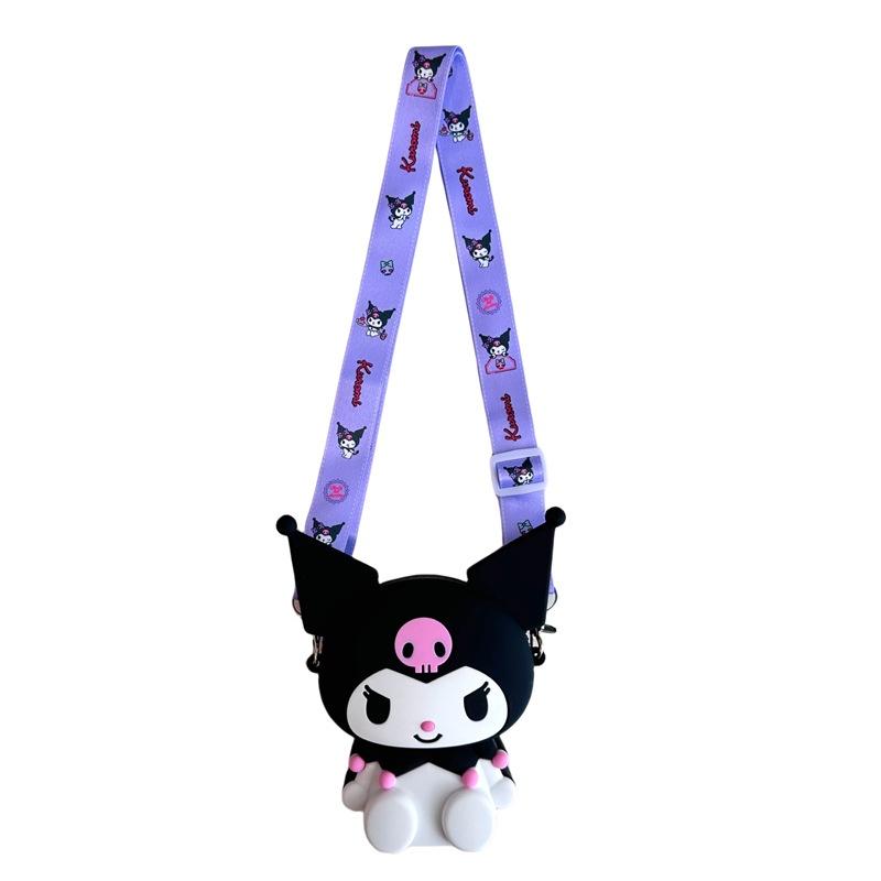 Q Дядя Оригинальный Sanrio Kuromi Силиконовая 3D Желейная Сумка Через Плечо Маленького Размера Милая и Прелестная Фиолетовая Black Kuromi,S