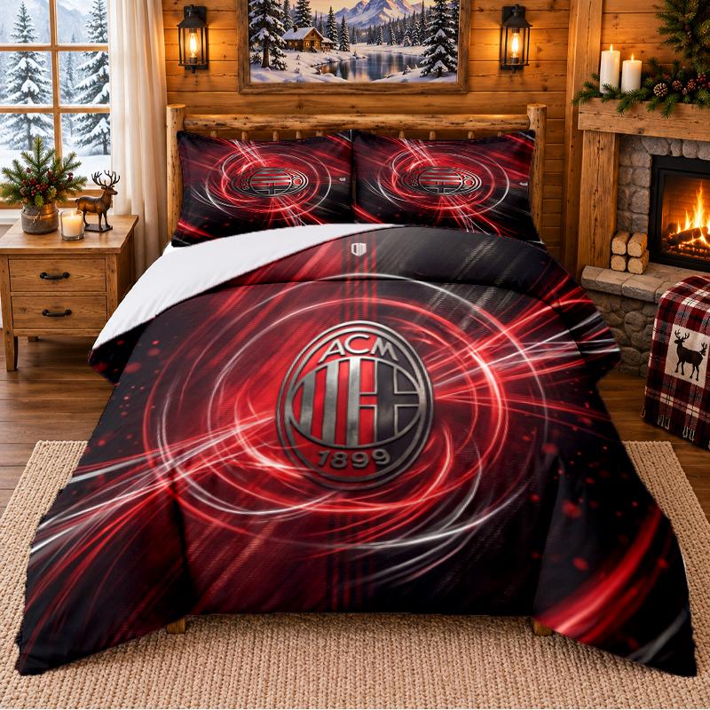 Printed 3Pcs Bedding Set AC Milan Pattern Bed Sheet Pillowcase For Bedroom Decor