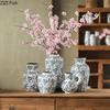 Blue and White Porcelain Vase Hydroponics Ceramic Flower Pots Desk Decoration Flower Arrangement Vases Room Aesthetic Decor