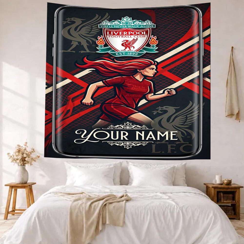 Liverpool Fc Custom Your Name Wall Decor Tapestry Art For Pet Memorial Birthdaywedding Party Backdrop Family Gift