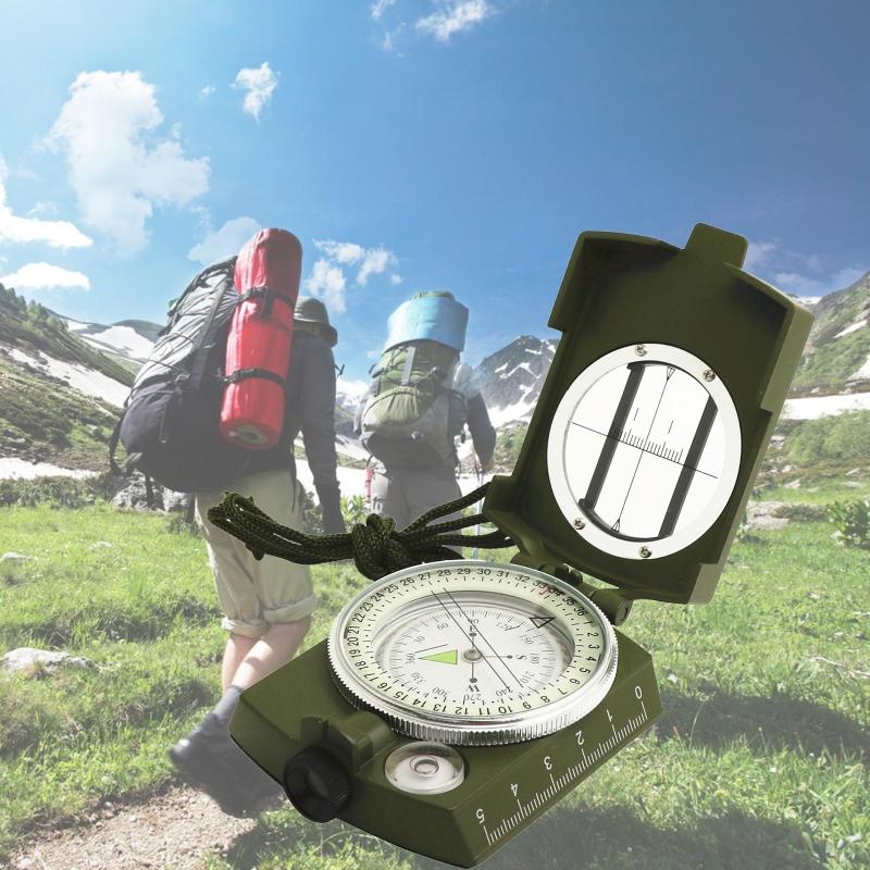 Compass High Precision Multifunctional Military North Green Compass Outdoor,Survival Emergency Luminous Sighting Compass