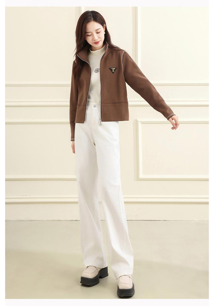 [Stand up collar jacket] Winter simple casual versatile short top for women