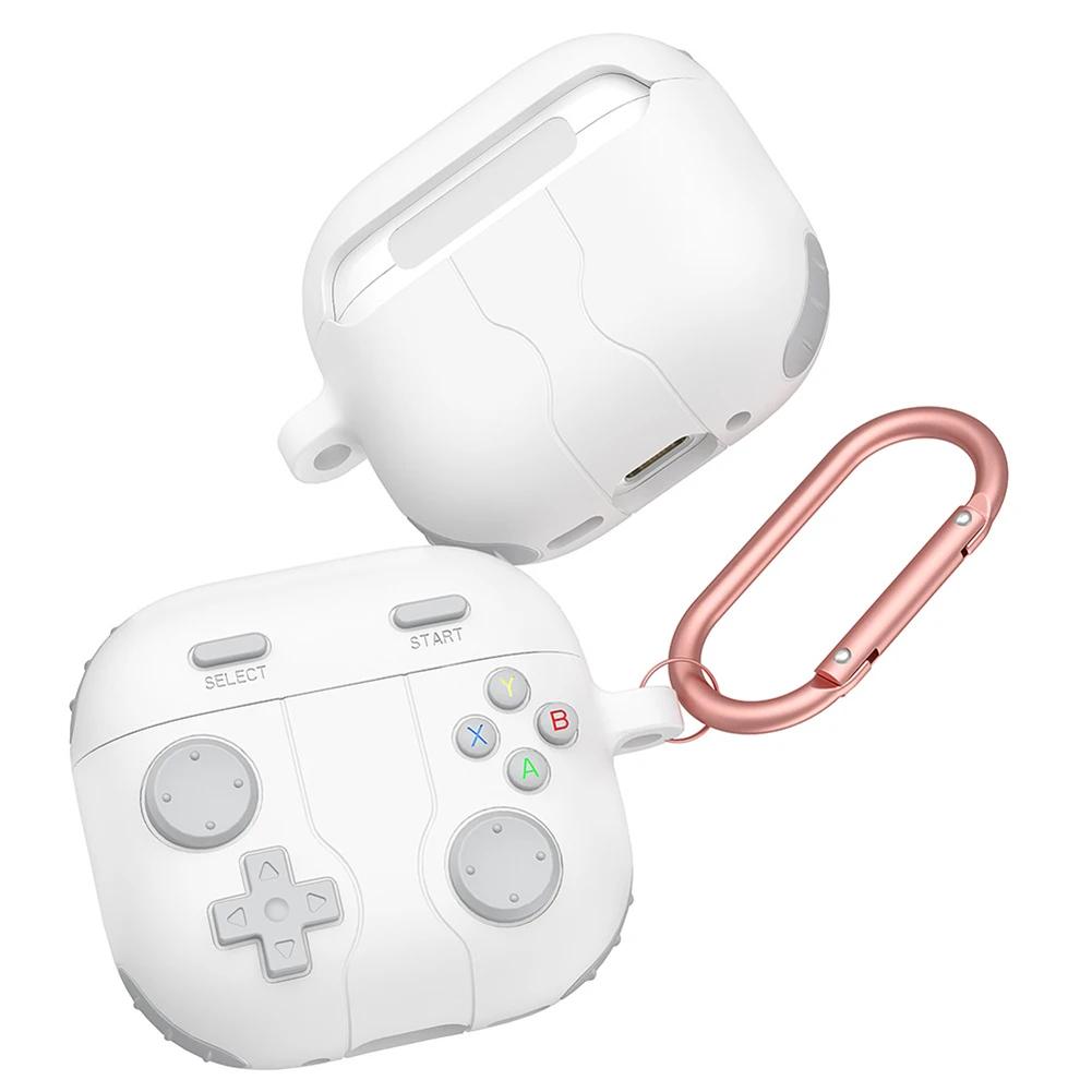 Case for AirPods4 with Soft Silicone Exterior and Carabiner Attachment for Secure Storage and Charging Compatibility