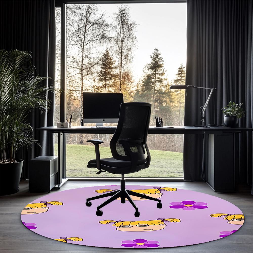 Rugrats Printed Round Rug Carpet Chair Rug Area Rug Entryway Doormats,for Office Chair Living Room Bedroom Kitchen Room.