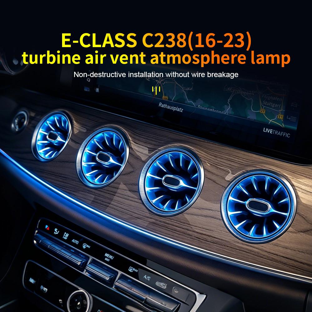 For Mercedes Benz C238 W238 E-Class Coupe Accessories Air Vents LED Ambient Light Car Interior Decoration Atmosphere RGB 64Color Neon Lights 4