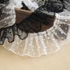 Black/White Pleated Lace Trim Vintage Polka Dot Mesh Ribbon Lace Fabric Ribbon  Lolita Decoration