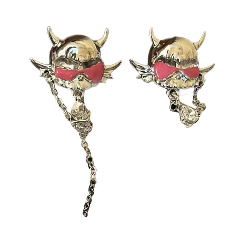 

Модные Серьги-подвески с Дьяволом Регулируемой Длины Стильный Модный Ювелирный Аксессуар для Женщин Повседневное Использование Повседневная Одежда серебряный