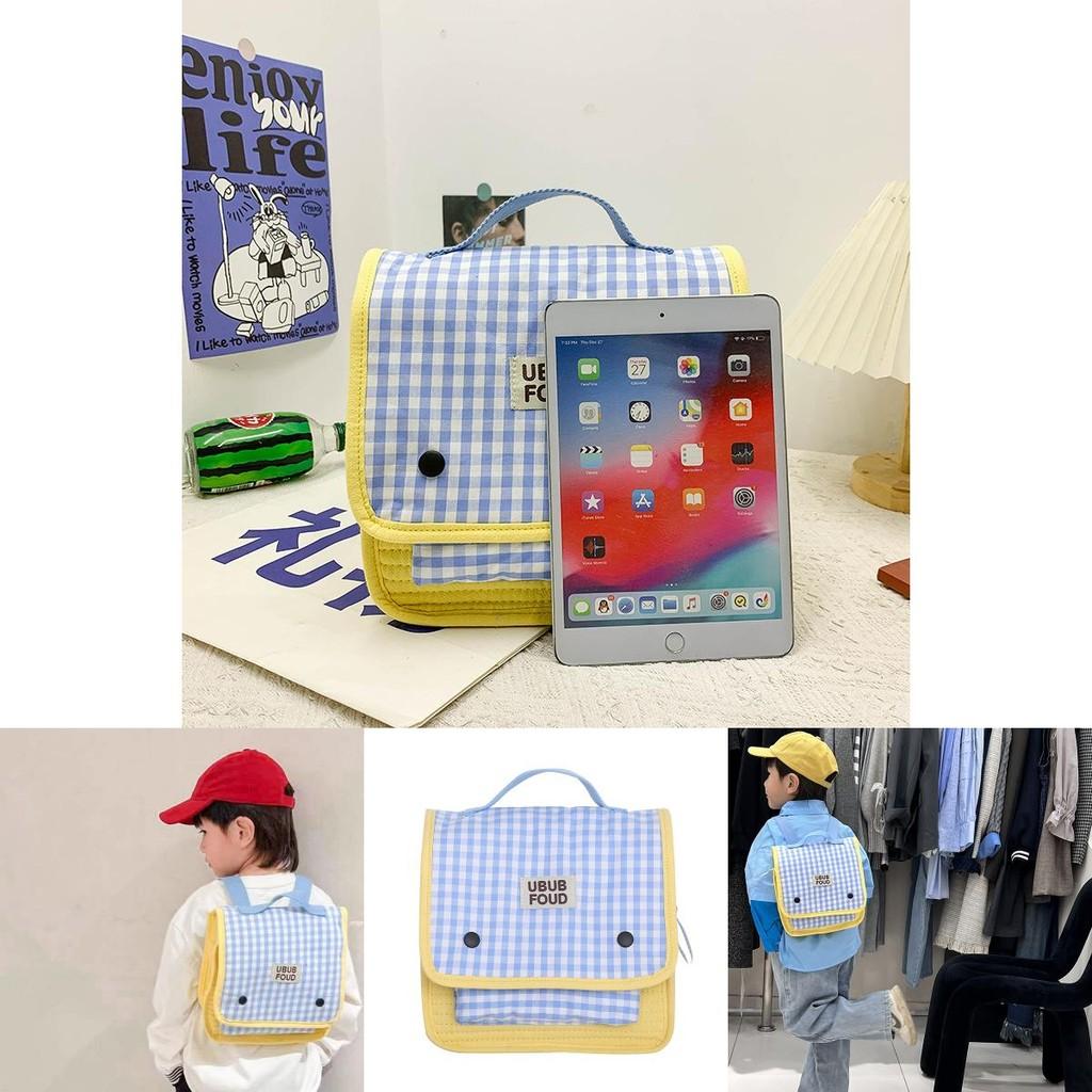 Simple Grid Pattern Letter Decoration Children Casual Backpacks For Kindergarten Kids