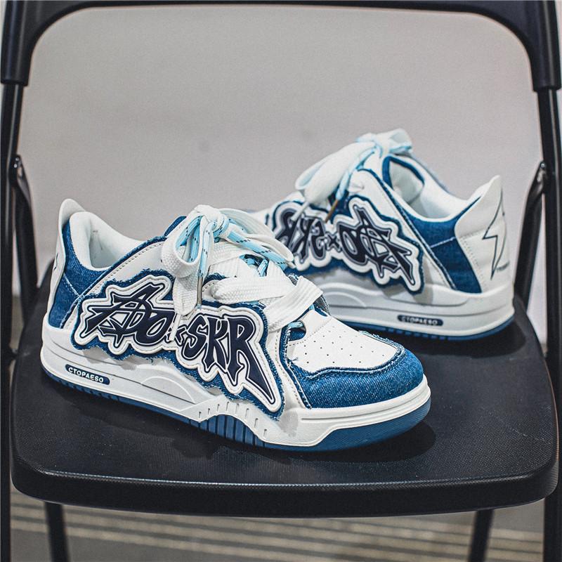 Zapatillas 2024 Autumn Contrast Men Sneakers Flat Bottom Casual Shoe Letter Board Shoe Denim Blue Tennis Shoe Male Shoe Tenis