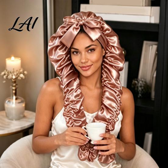Braided Hair Cap No Heat Curling for Women Adjustable Curls Styling Accessories Satin Bonnet Double Layer Sleeping Medium Long Hair Braids,