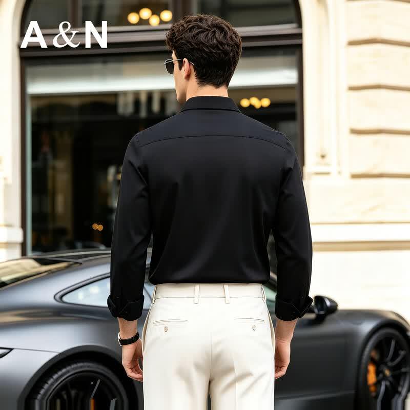 Antonio Men's Modal-Blend Long Sleeve Business Casual Shirt