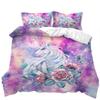 Digital Printed Duvet Cover Unicorn Design Queen Size Bedding Duvet CoverGirl'S Quilt CoverNot Fading Soft And Comfortable.