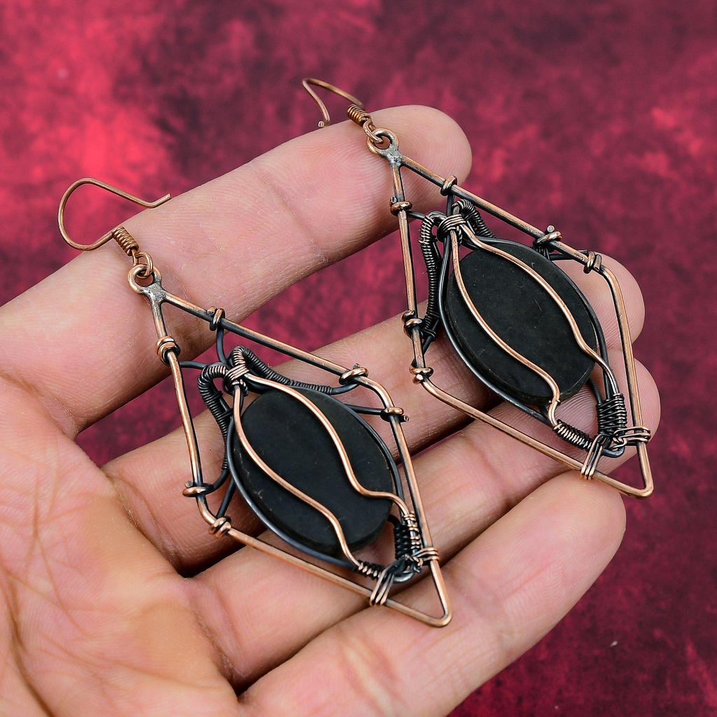 Abalone Shell Earring Copper Wire Wrapped Handmade Earring Copper Jewelry Stylish Earrings Wire Wrapped Gemstone Jewelry Anniversary Gifts