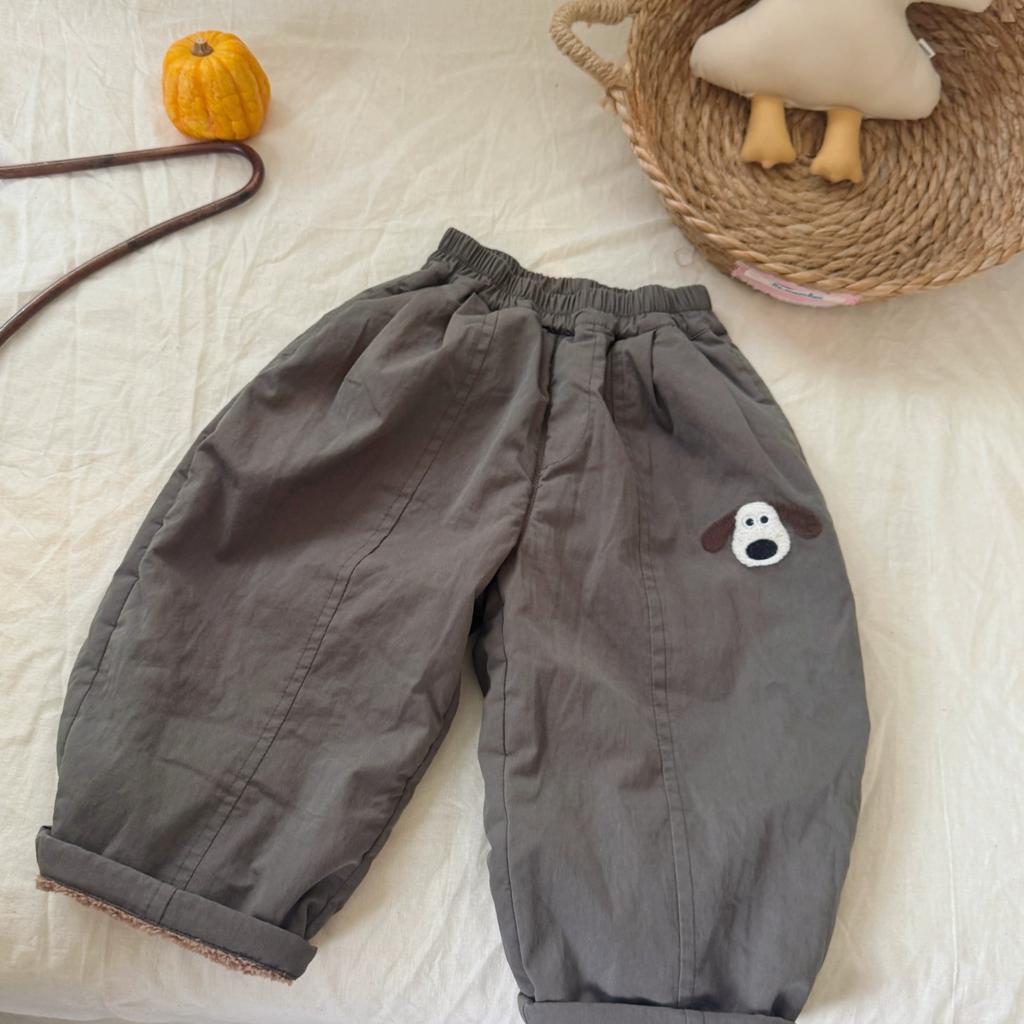 Kids Fleece Lined Casual Pants Autumn Winter Straight Leg Harem Trousers for Boys Girls