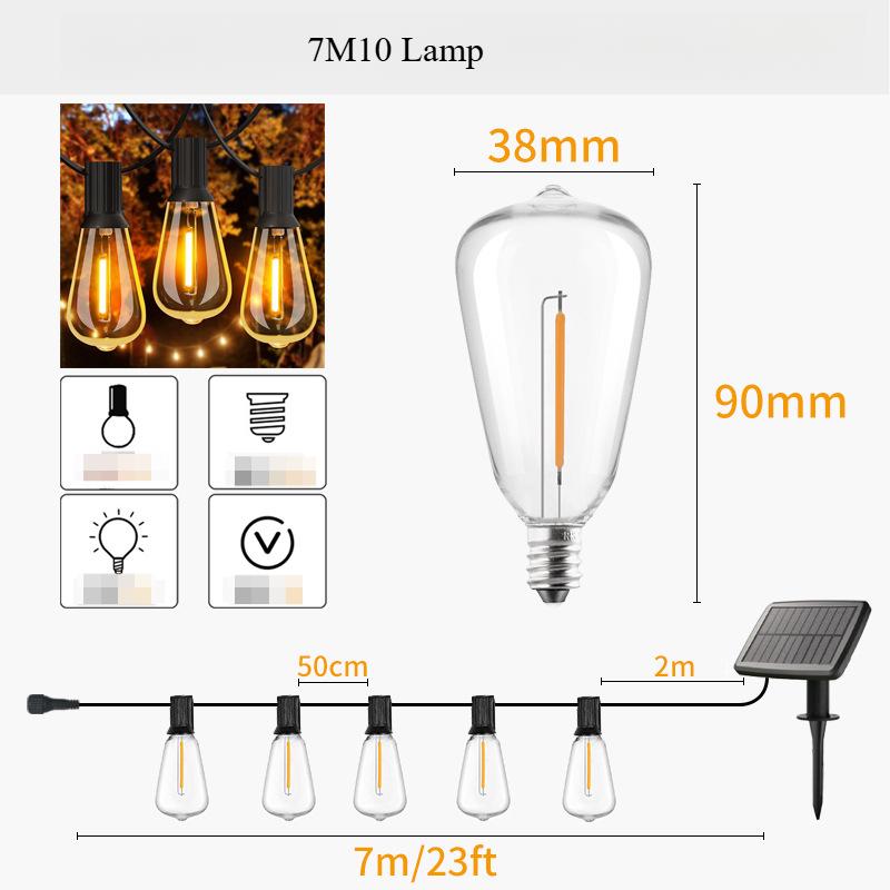 

1PC solar LED light string USB charging board courtyard decoration camping atmosphere outdoor light string 7m 10 lights + 1.5W solar panel