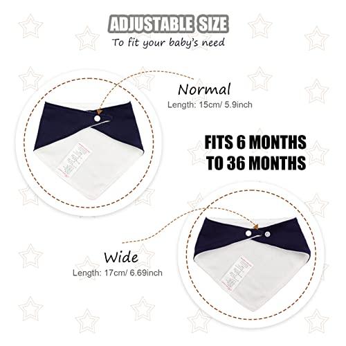 6 Pack Baby Bandana Bibs Drool Bibs, Adjustable Cotton Bandana Drool Bibs Super Absorbent for Newborn Infant 0-36 Months, Multi-Color