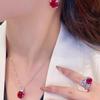 Light Luxury Red Corundum Pendant Necklace Fashion Dinner Cultivation Synthetic Ruby Set Color Treasure Earrings Ab Ring