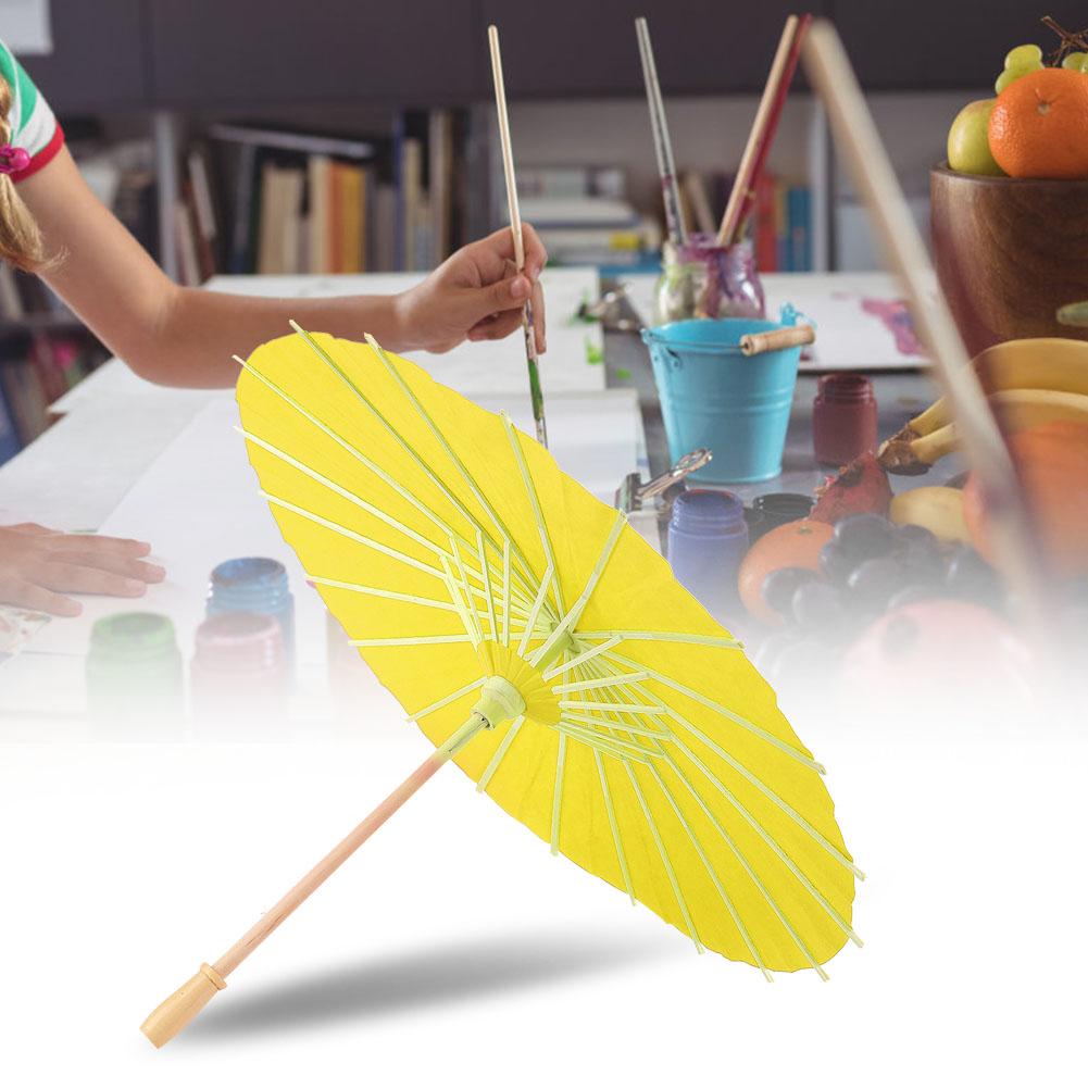 White Blank Paper Umbrella Decor Props for Kids   Hand Painting(Yellow)