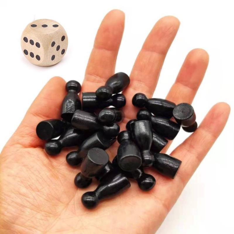 16Pcs Children'S Humanoid Wooden Puzzle Game Wooden Board Game Chess Pieces Humanoid Checkers Pieces Flying Chess