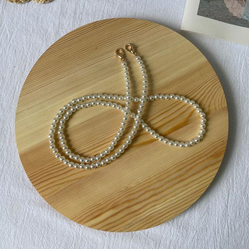 Pearl Beaded Phone Lanyard for iPhone 16/16 Plus/16 Pro/16 Pro Max 110cm Crossbody Chain Strap