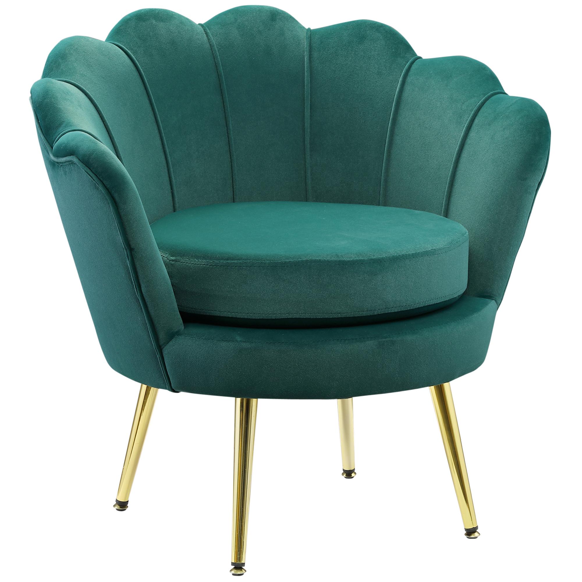 Vintage Design Armchair in Green Velvet