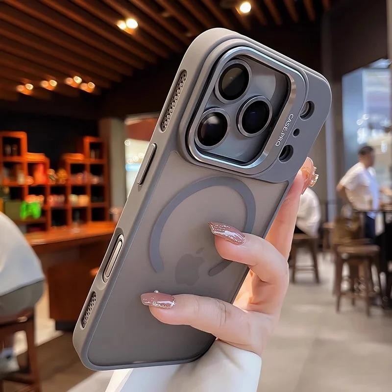 Magnetic Lens Protection Bracket Phone Case For For Iphone 17 16 1 14 13 Pro Max 17Pro For  Wireless Charging Cover