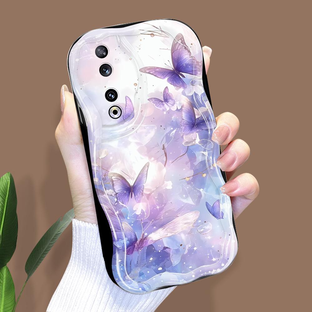 

Милый мультяшный узор, кремовая текстура, мягкий силиконовый чехол с волнистыми краями, чехол для телефона для Huawei Honor Infinix Tecno iPhone Infinix Hot 50I чёрный