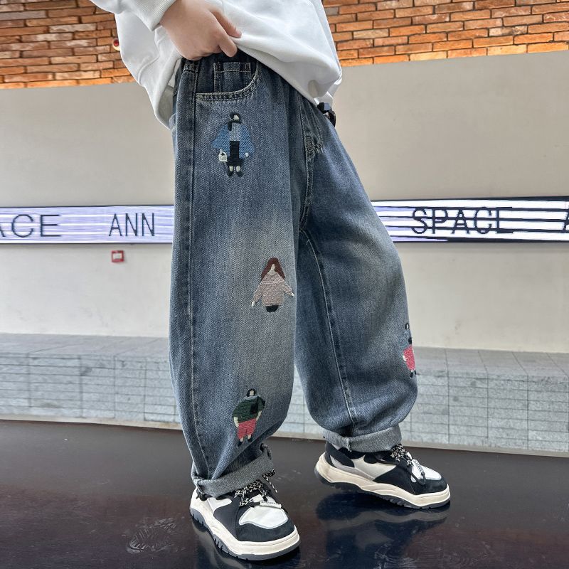 

Брюки для мальчиков Осенняя одежда Джинсы Детские осенние брюки Трендовые и модные стили для мальчиков на весну и осень 160