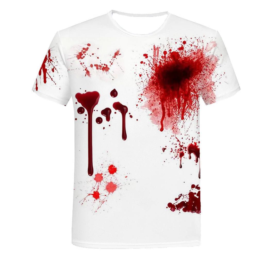 Magliette Stampa 3D Sangue Horror di Halloween Uomo Donna Manica Corta T-Shirt Hip Hop Oversize Harajuku Y2k Magliette Top Abbigliamento Unisex