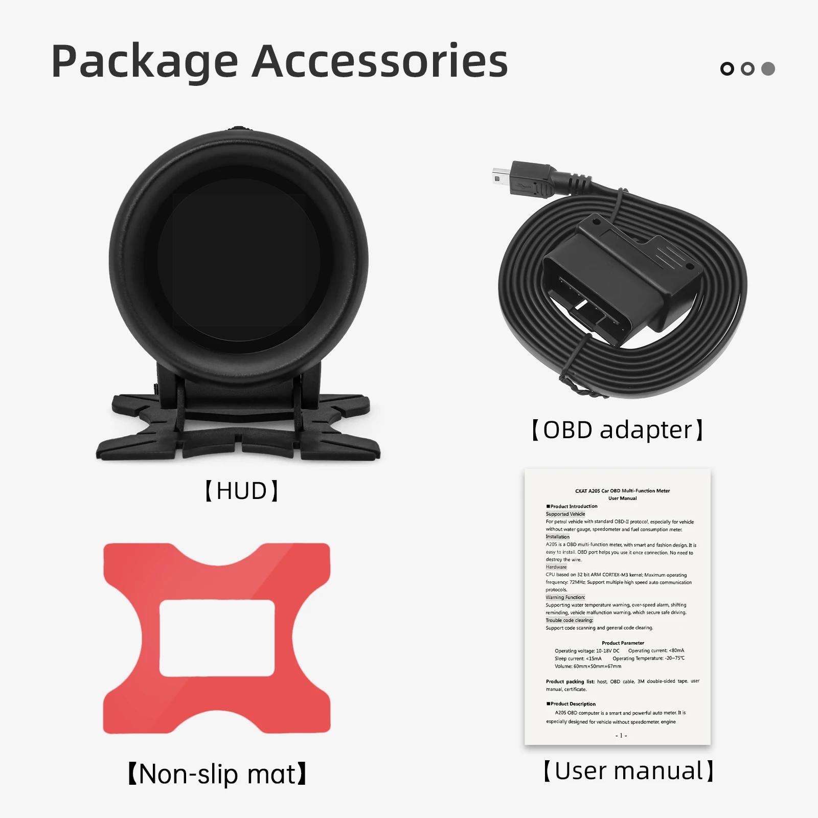 A205 Multi Functional Smart Car OBD HUD Digital Meter Car Head Up Display Fuel Consumption Water Temp Volt Speed Alarm HUD OBD