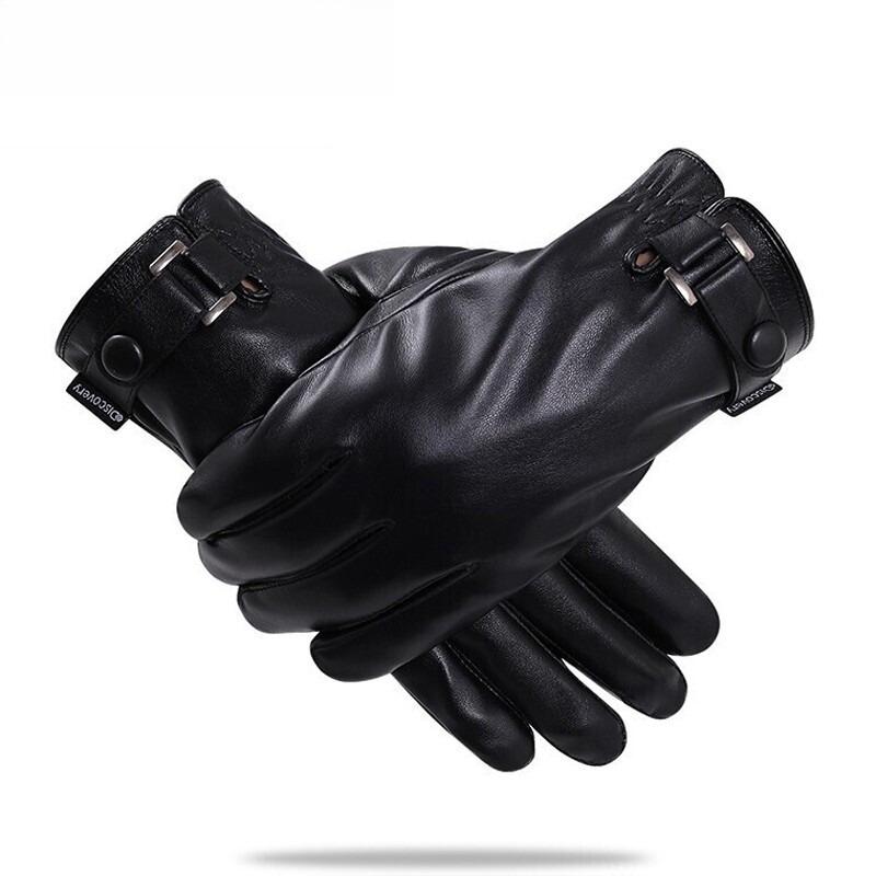 

Мужские перчатки из ПУ кожи Зимние Плюс Бархат Сохраняют Тепло Черные Перчатки для вождения с сенсорным экраном Дропшиппинг Перчатки для спортзала Мужские Кожаные чёрный