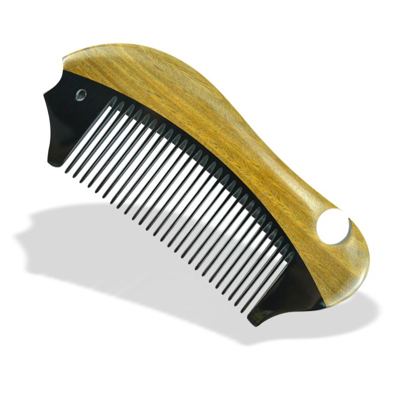 Portable Jade Sandalwood and Cow Horn Comb for Men & Women - Free Custom Engraving Gift Comb