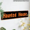 2D Flat 1pc of Vintage Gothic Haunted House Metal Sign - Large 15.7×3.94inch Horror Themed Distressed Font and Bold White Letters - Heavy-alumium