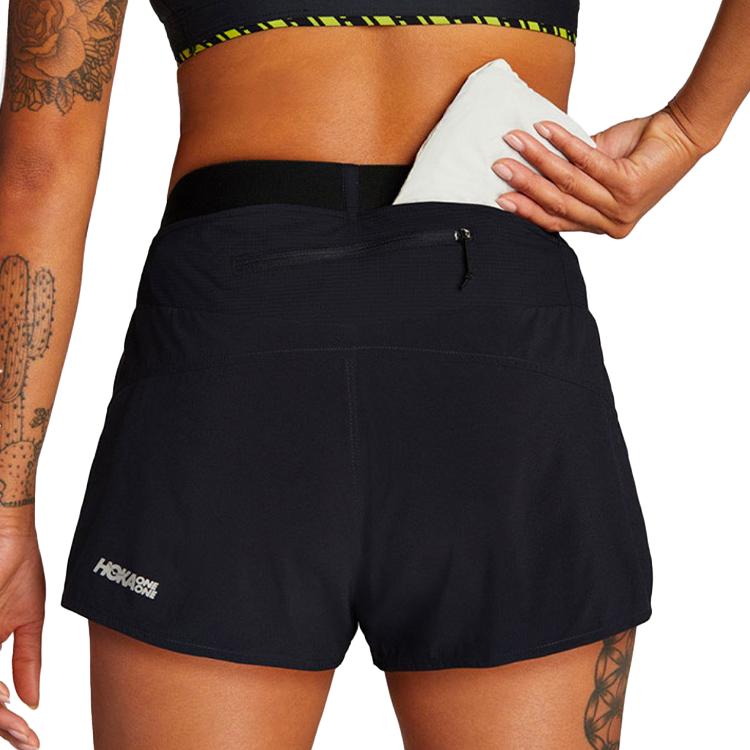 HOKA One One Soft Elastic Moisture-Wicking Sports Shorts Women Shorts 1117011-BLK