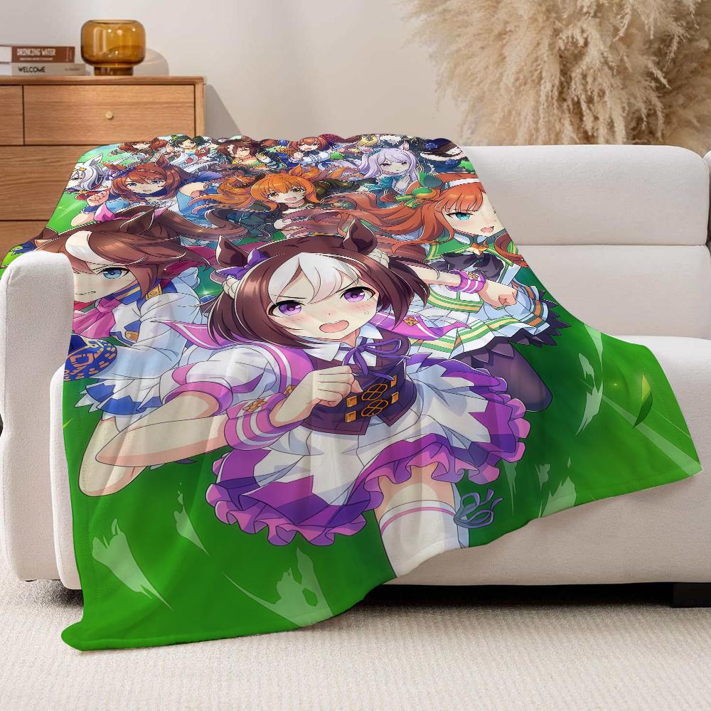 Anime Umamusume Pretty Derby Blanket For Sofa Office Bed Plane Travel Sleep Read Relax Camping Soft And Warm