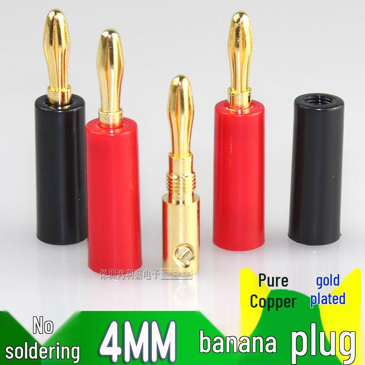 4mm Gold-Plated Copper Banana Plug Audio Connector Red All-Copper Banana Plug