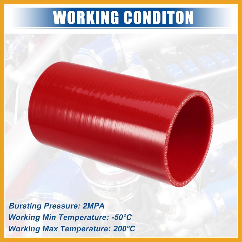 3" ID 6" Length 4-Ply Reinforced High Temp Straight Coupler Silicone Reducer Hose Red for Car Intercooler Intake Piping Replacement