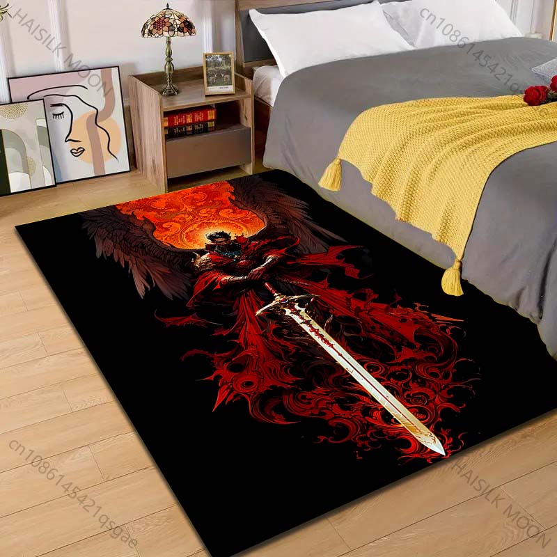 

1PC Angel with sword, red cloak Print Carpet Rug for Living Room Bedroom Sofa Doormat Home Decor Non-slip Floor Mat 40x60cm