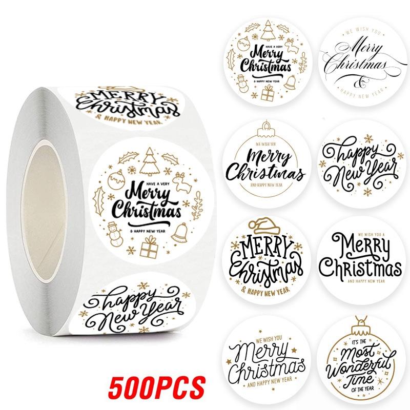 100-500Pcs High-Quality Merry High-Quality Christmas High-Quality Gift High-Quality Decorative High-Quality Stickers High-Quality Round High-Quality