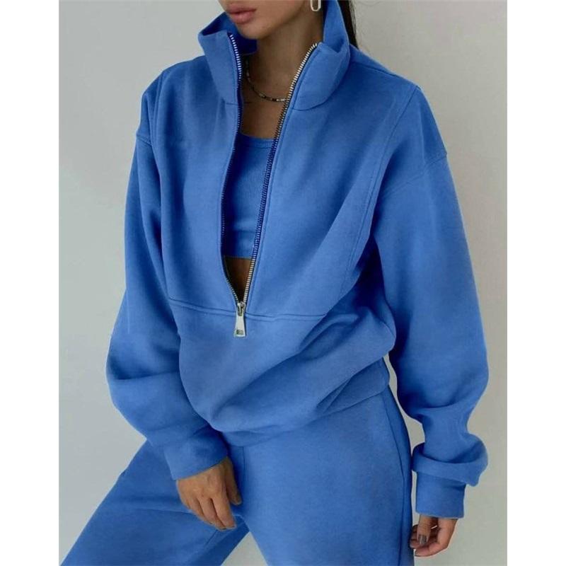 European And American Style New Women's Tops Long Sleeved Suits Fleece Sports And Leisure Style Simple And Comfortable