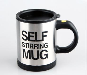 14oz 400ml doppelwandiger Edelstahl-Milchbecher mit Deckel und Griff für Kinder und Erwachsene, Kaffeebecher, automatischer Selbstmischbecher