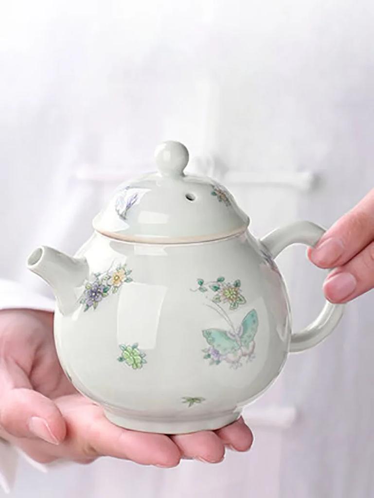Chinese Traditional Ceramic Infuser Teapot, Porcelain Tea Pot, Beauty Kettle, Office Supplies, Household Tea Ceremony Gifts, 220