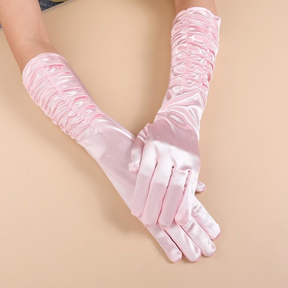 Korean Style Women Wrinkle Gloves Elasticity Bridal Gloves Temperament Arm Warmer Girl