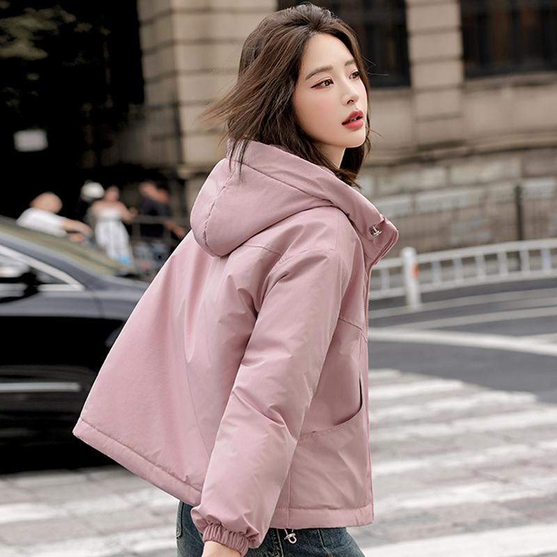 Dámské módní zimní bundy s kapucí, ležérní parka, dámské s dlouhým rukávem, hřejivé krátké kabáty