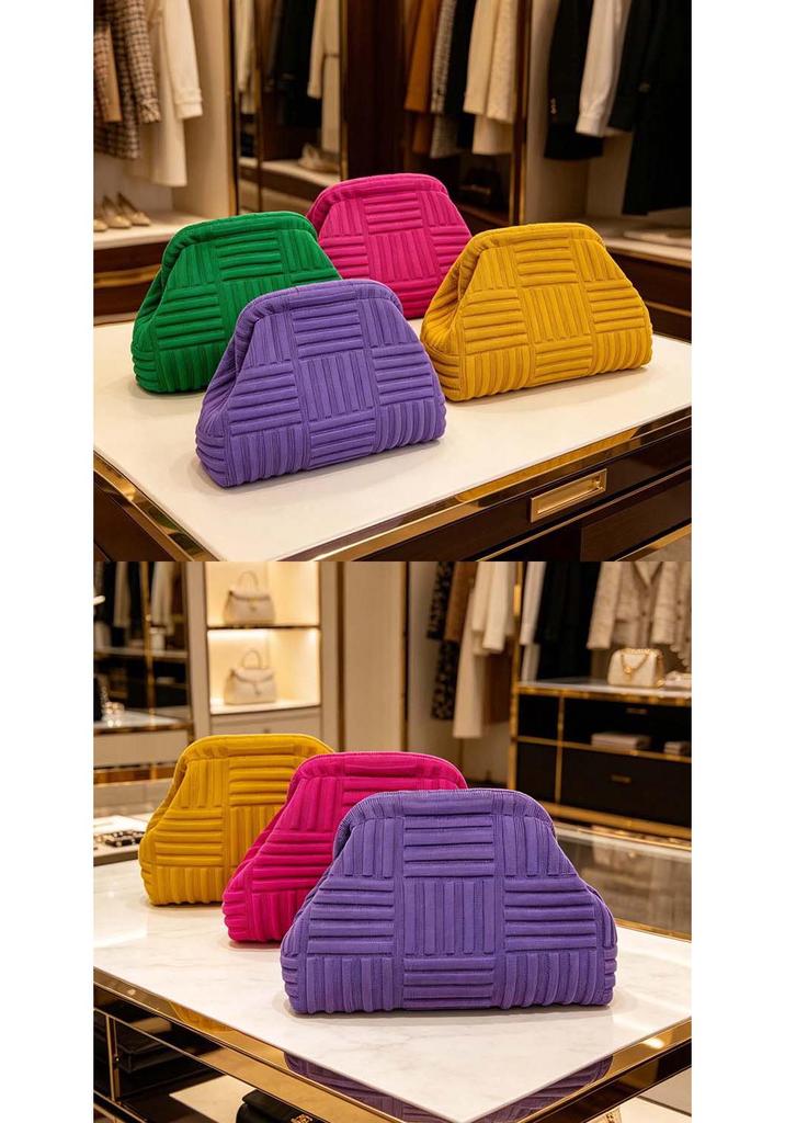 Knitted Cloud Clutch: Popular Woven Textured Makeup Bag