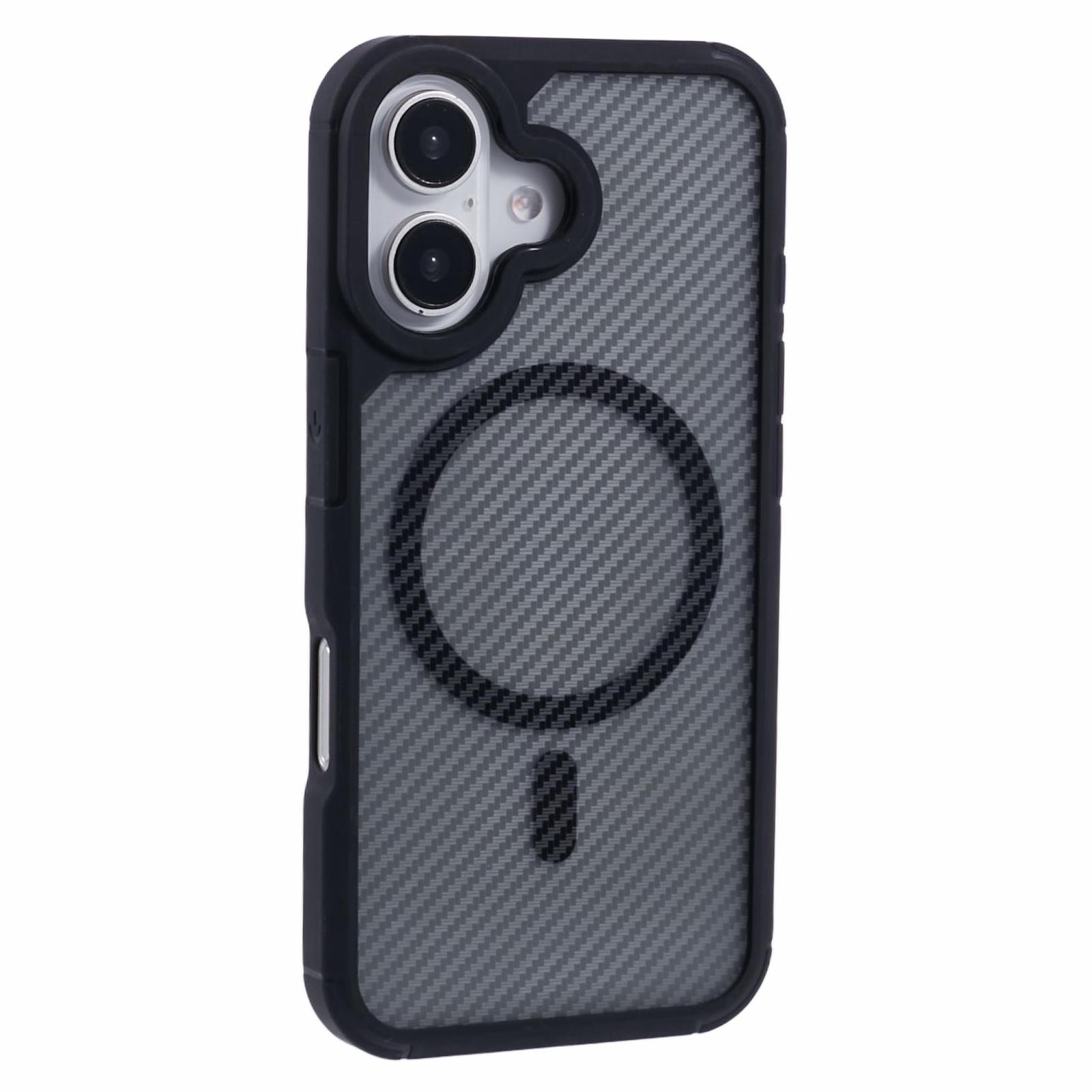

For iPhone 16 Case Compatible with MagSafe Carbon Fiber TPU+PC Anti-Drop Phone Cover